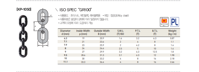 dây xích cẩu hàng KP-1050 dây xích cẩu hàng KP-1050